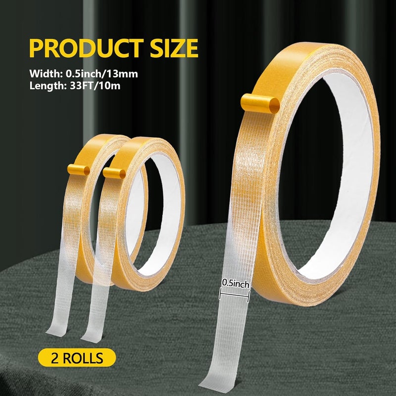 shimsol Double Sided Fabric Hem Tape for Clothes Pants Curtains,No Sew No Iron Hemming Fashion Tape for Women Clothes to Stay in Place,Dress Tape Fabric to Skin Friendly Sticky But Removable 0.5 in x 33FT(2) - Image 2